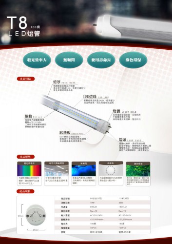 180度T8 LED 